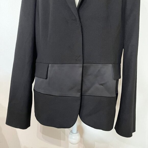 ST. EMILE BLACK WOOL CASHMERE BLEND SATIN STRIPE BLAZER - 12 - Picture 6 of 14